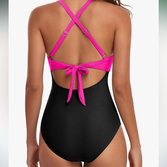 Women's One Piece Swimsuits Tummy Control Cutout High Waisted - Picture 2 of 4